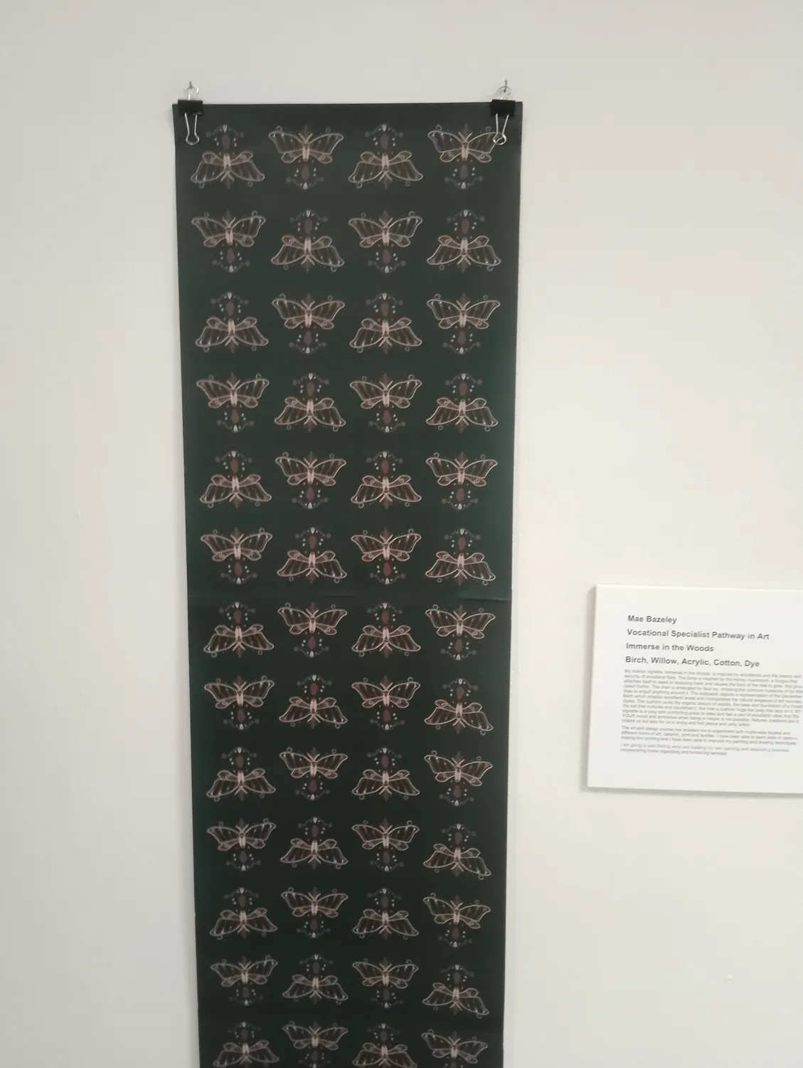 Moth pattern textile art